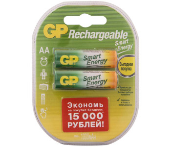 Аккумулятор GP AA (HR06) 1000mAh 2BL  ЦЕНА ЗА ШТУКУ GP 100AAHCSV-2CR2