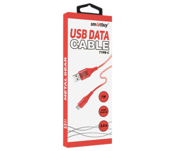 Кабель Smartbuy Gear, USB2.0 (A) - Type C, в резиновой оплетке, 2A output, 1м, , iK-3112ERGbox white