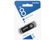 Флеш-диск 8GB SMARTBUY Twist USB 2.0, черный, SB008GB2TWK