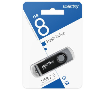 Флеш-диск 8GB SMARTBUY Twist USB 2.0, черный, SB008GB2TWK