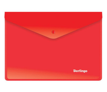 Папка конверт на кнопке А5+ красная 180мкр  Berlingo,  OBk_05003