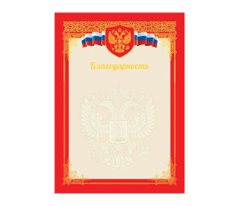 Благодарность А4 мелованный картон, тиснение фольгой BBLF_6513 / Б4тф_61449