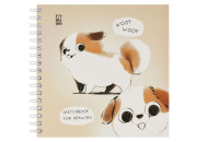 Скетчбук 60л., 150*150 MESHU "Cute dog", на гребне, soft-touch, 120г/м2 MS_64035