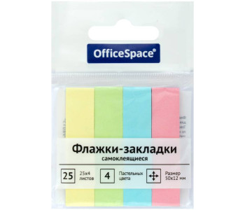 Блок клей. Закладки 50*12мм, 25л*4 пастел цвета, SN25_21801 OfficeSpace