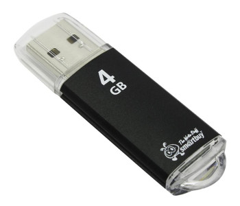 Флэш-диск Smart Buy "V-Cut"   4GB, USB 2.0 Flash Drive, черный (металл.корпус) SB4GBVC-K