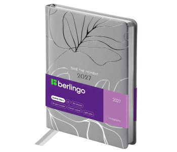 Ежедневник датир. 2027г.А5, 184л., кожзам, Berlingo "Holography", светло-серый  DD7_F0030