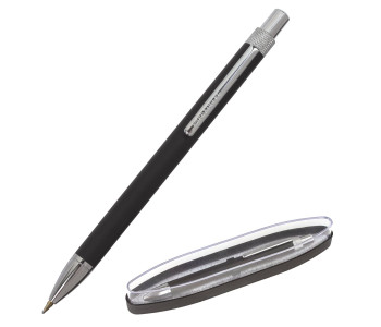 Ручка подарочная шариковая BRAUBERG Allegro, СИНЯЯ, корпус черный с хромом, линия 0,5мм, 143491