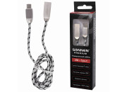 Кабель USB 2.0-Type-C, 1м, SONNEN Premium, медь, передача данных и быстрая зарядка, 513127