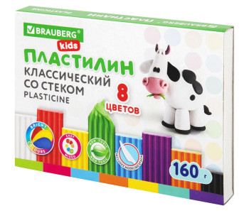 Пластилин  08цв., 160г, BRAUBERG KIDS 106501 Brauberg