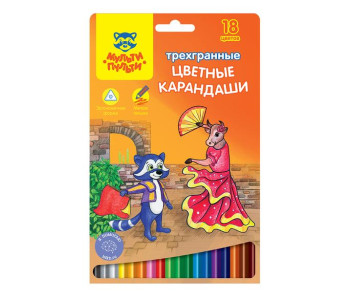 Карандаши цветн. 18шт "Енот в Испании" трехгран CP_10756 Мульти-Пульти
