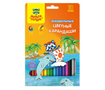 Карандаши цветн. 18шт аквар. "Енот в Карибском море"  CP_10764 Мульти-Пульти