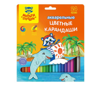 Карандаши цветн. 24шт аквар. "Енот в Карибском море"  CP_10766 Мульти-Пульти