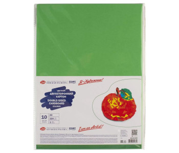 Картон цветной А4, 1 цвет (зеленый), 10 листов "Я-Художник!", 220 г/м2 220452399