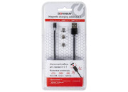 Кабель магнитный для зарядки 3в1 USB 2.0-Micro USB/Type-C/Ligtning, 1м, SONNEN, черный, 513561