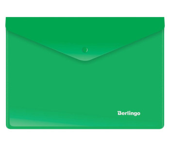 Папка конверт на кнопке А5+ зелен 180мкр  Berlingo,  OBk_05004