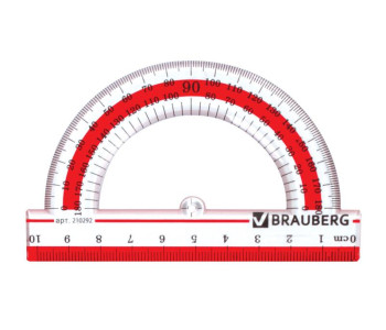 Транспортир пласт. 10см 180гр "Сrystal", 210292 Brauberg