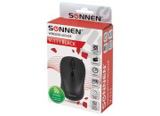 Мышь беспроводная SONNEN  V111, USB, 800/1200/1600 dpi, 4 кнопки, оптическая, черная,513518