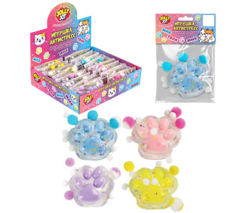 Игрушка-антистресс "КОШАЧЬЯ ЛАПКА С ПОМПОНАМИ", 7*6см, ассорти 4 цв, JOLLY JOT (ДЖОЛЛИ ДЖОТ), 665774