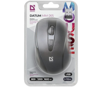 Мышь беспроводная Defender Datum MM-265, черный, 3btn+Rolll 52265