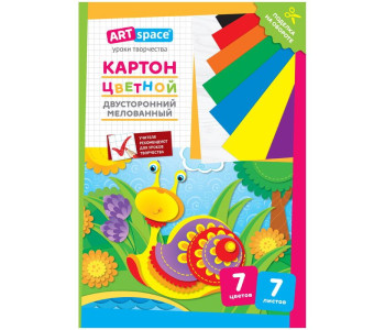 Картон цветной А4 7л 7цв двуст мел.ArtSpace, Нкм7-7дв_28665
