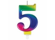 Свеча-цифра для торта "8" "Радужная", 9 см, ЗОЛОТАЯ СКАЗКА, с держателем, в блистере, 591441
