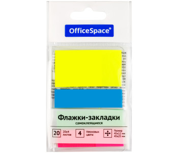 Блок клей. Закладки 45х12мм 3цв + 45*25 1цв, по 20л. неон  PM_54071 OfficeSpace