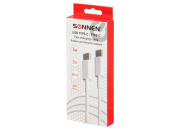 Кабель белый USB 2.0-Type-C, 1 м, SONNEN, медь, для передачи данных и зарядки, 513558