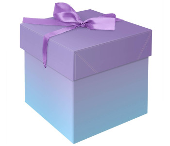 Коробка складная подарочная MESHU "Duotone. Blue-Lilac gradient", (15*15*15см), с лентой, MS_54174