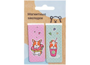Закладки магнитные для книг 25*58мм, 2шт., MESHU "Happy Corgi" MH_32646