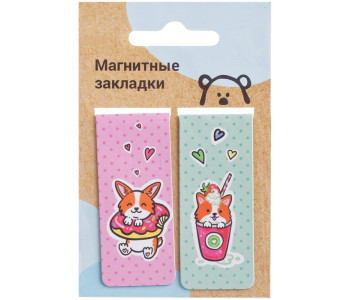 Закладки магнитные для книг 25*58мм, 2шт., MESHU "Happy Corgi" MH_32646