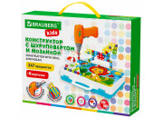 Конструктор с шуруповертом РАЗВИВАЮЩИЙ 247 деталей, BRAUBERG KIDS, 665204