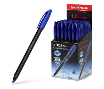 Ручка шарик. 1мм U-108 Black Edition Stick Ultra Glide Technology син. 46777 Erich Krause