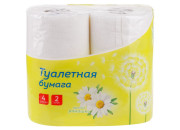 Бумага туалетная OfficeClean 2-слойная, 4шт., тиснение, белая, ромашка 300440