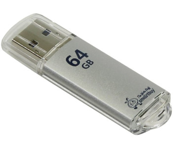 Флэш-диск Smart Buy "V-Cut"  64GB, USB 2.0 Flash Drive, серебристый (металл.корпус) SB64GBVC-S
