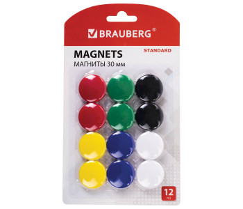 Магнит для досок 3см, 12шт, ассорти 237472 BRAUBERG "STANDARD