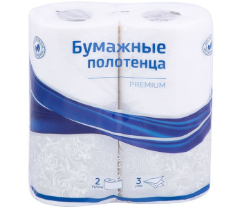 Полотенца бумажные в рулонах OfficeClean "Premium", 3-слойные, 11м/рул, тиснение, белые, 2шт. 279677