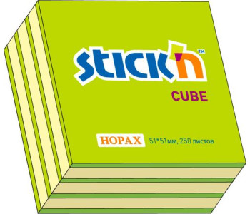 Блок клей. 51*51, 250л., 2 цвета ( неон+пастель), STICK'N, HOPAX.   -21339