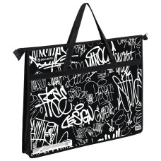 Папка для рисунков и чертежей с ручками BRAUBERG А3, пластик, молния сверху, Graffiti, 272233