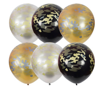 Воздушные шары, М12/30см, ПатиБум "Black&Gold&Silver. Милитари",