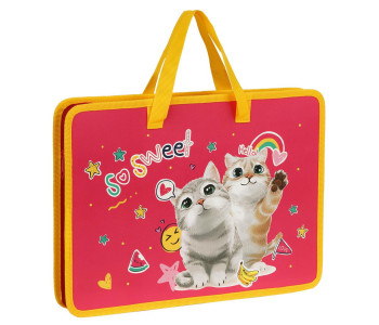 Папка с ручками А4 ArtSpace "Sweet Cats", пластик, на молнии, 45мм ПТЛ-14_49819