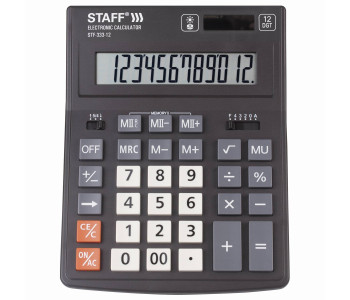 Калькулятор 12-разр. STAFF PLUS STF-333 200x154мм, черный, 250415