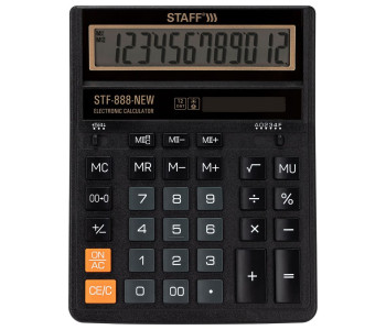 Калькулятор 12-разр.STF-888-New (202x158 мм), черный STAFF 273831