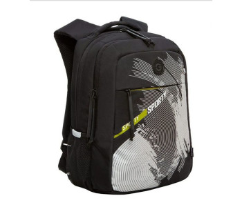Рюкзак школ. 26х39х19см 14.5L п/э черн/оливк. анатом. спин. 2отд. 780г RB-356-1 Grizzly