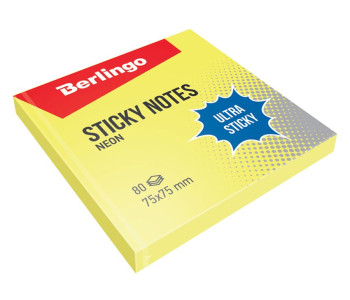 Блок клей. 75*75мм, 80л, неон желт .Berlingo Ultra Sticky LSn_39200
