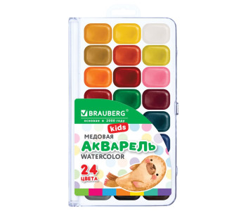 Краска аквар. 24цв BRAUBERG KIDS NEW пласт.уп. 192797