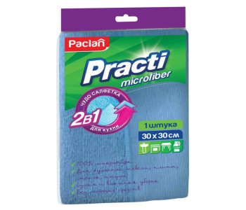 Салфетка PACLAN "PRACTI" Micro 2 в 1 микрофибра, 30*30 см 410128