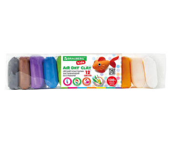 Легкий пластилин для лепки 12 цветов, 120г, 3 стека,  BRAUBERG KIDS, 106306