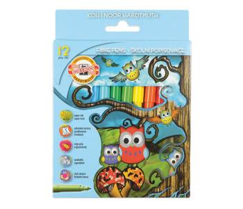 Фломастеры  12цв "Owls",  Koh-I-Noor 771012AB02KS