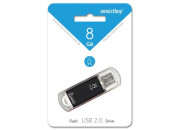 Флэш-диск Smart Buy "V-Cut"   8GB, USB2.0 Flash Drive, черный (металл.корпус) SB8GBVC-K