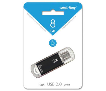Флэш-диск Smart Buy "V-Cut"   8GB, USB2.0 Flash Drive, черный (металл.корпус) SB8GBVC-K